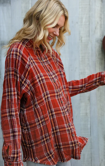 FALL FEELS PLAID BUTTON DOWN