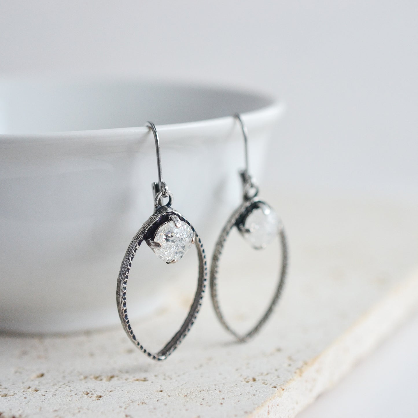 LANA ETCHED METAL CRYSTAL ELEMENT EARRING