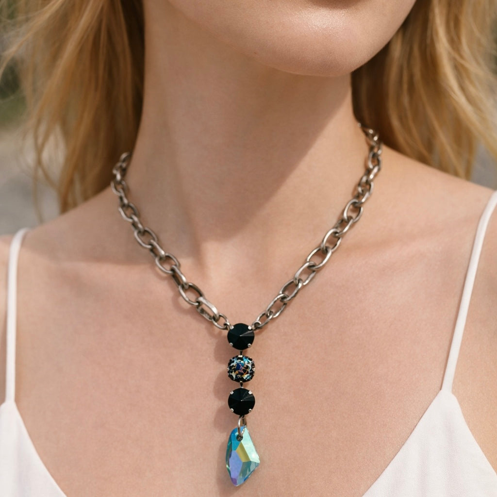 TEAL CRACKLE GLACIER NECKLACE