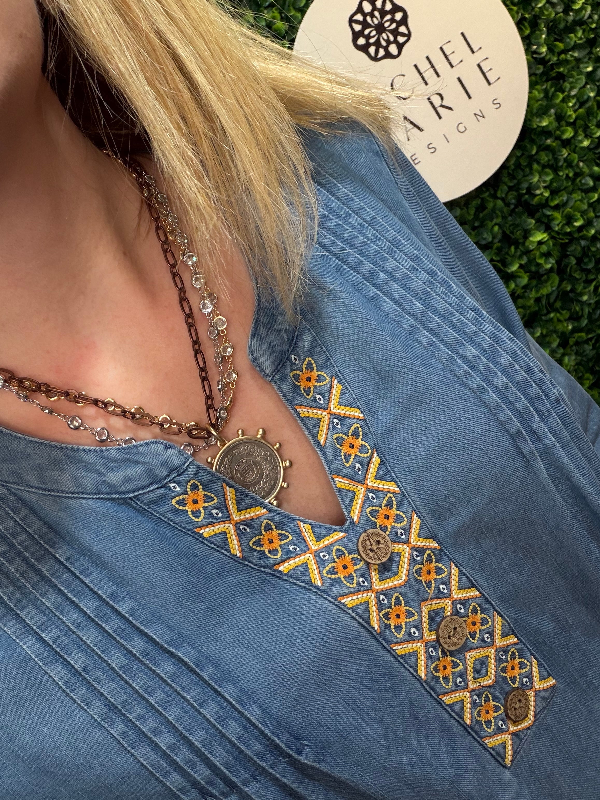 MIXED METAL COIN NECKLACE