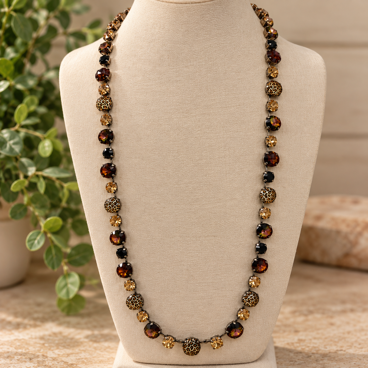 PENNY EXTRA LONG DOUBLE-UP CHEETAH NECKLACE