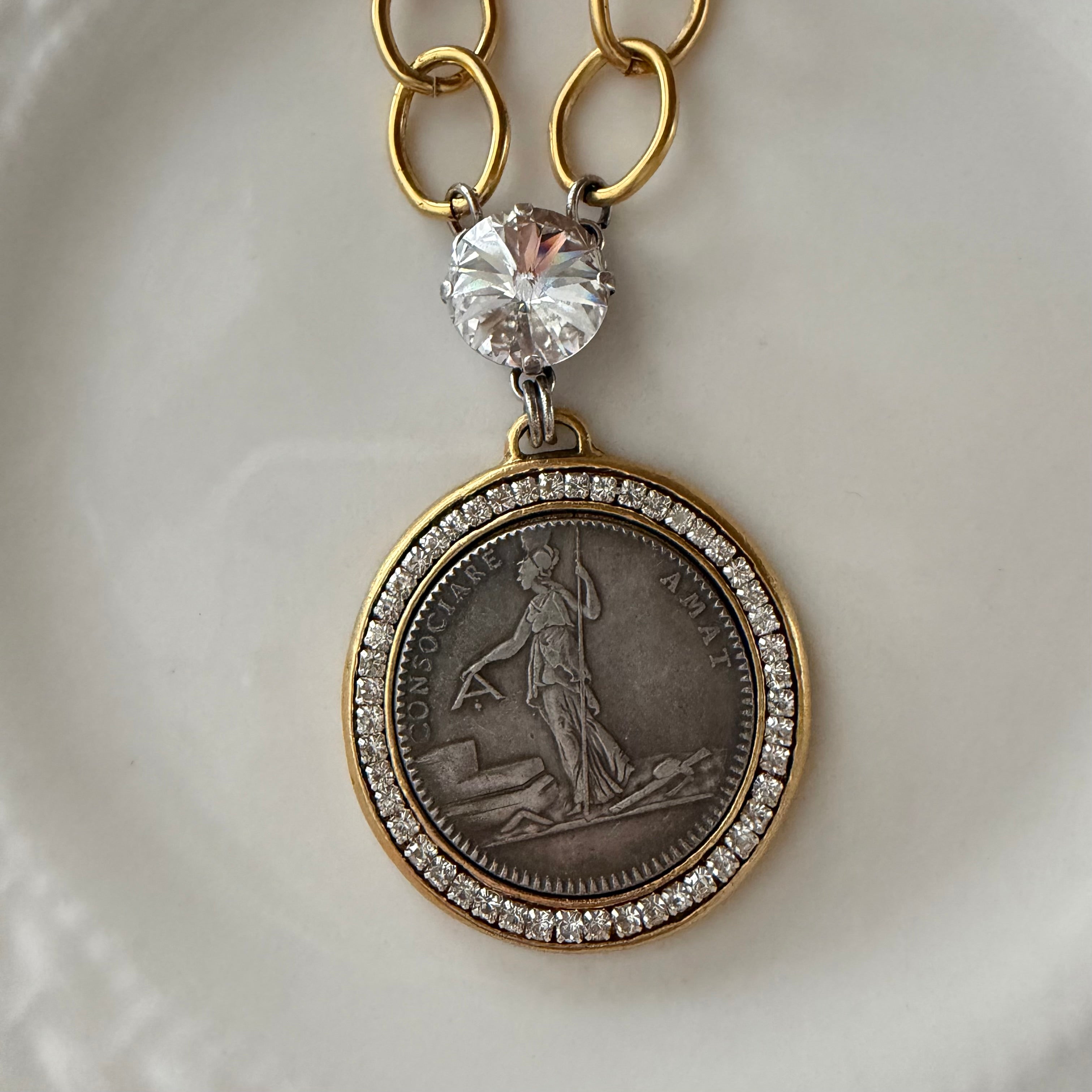 MIXED MEDIA COIN NECKLACE