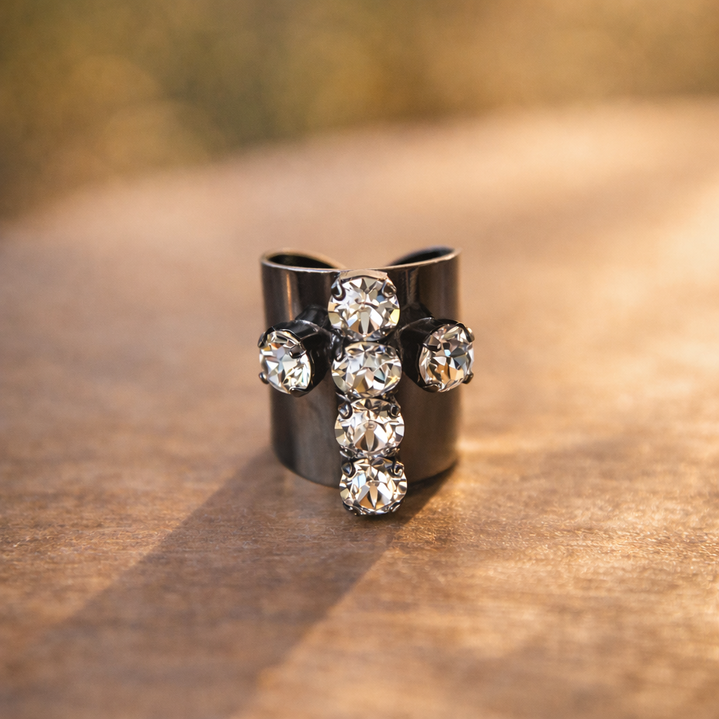 ADRIANNA JET METALLIC RING