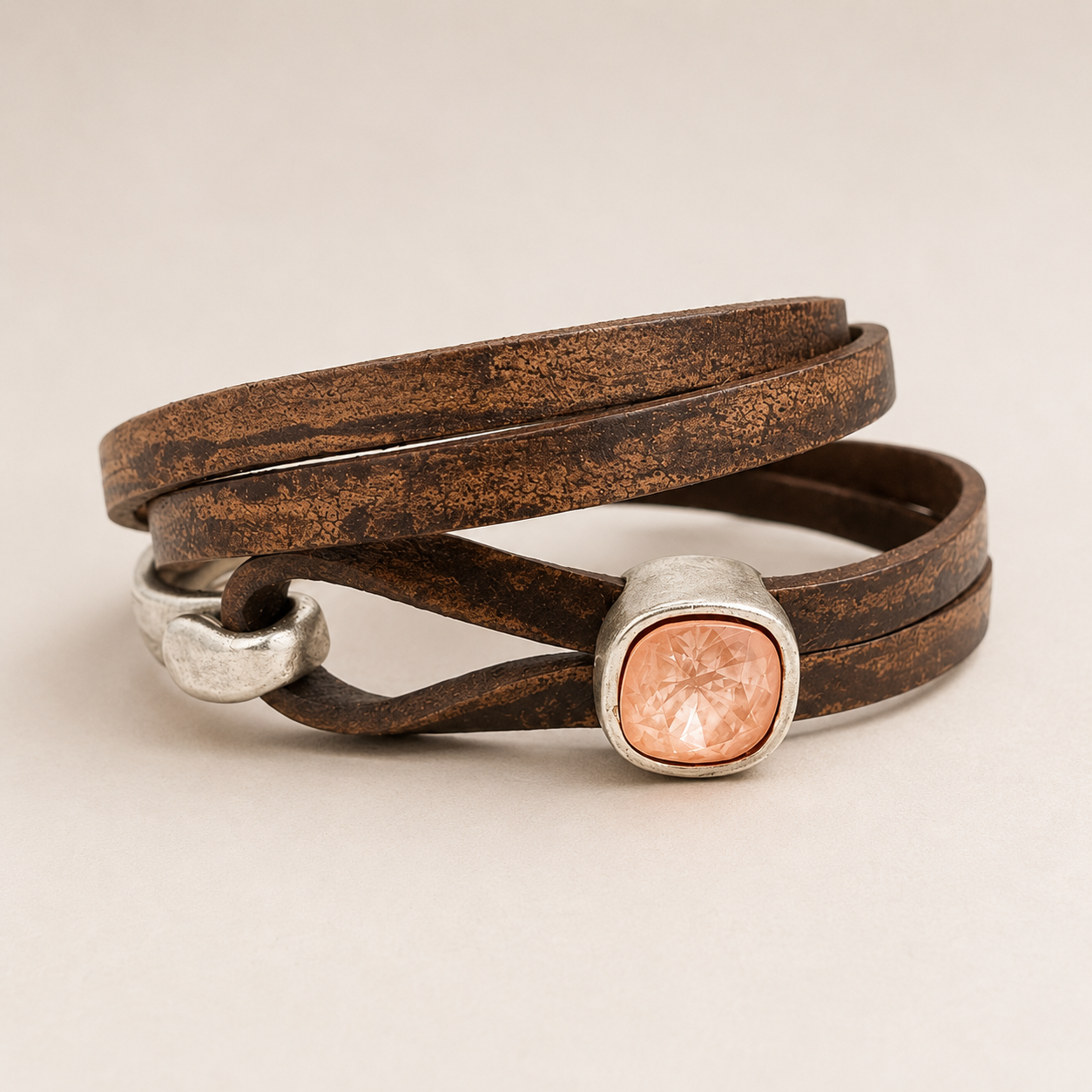 COCO WOOD LEATHER WRAP BRACELET