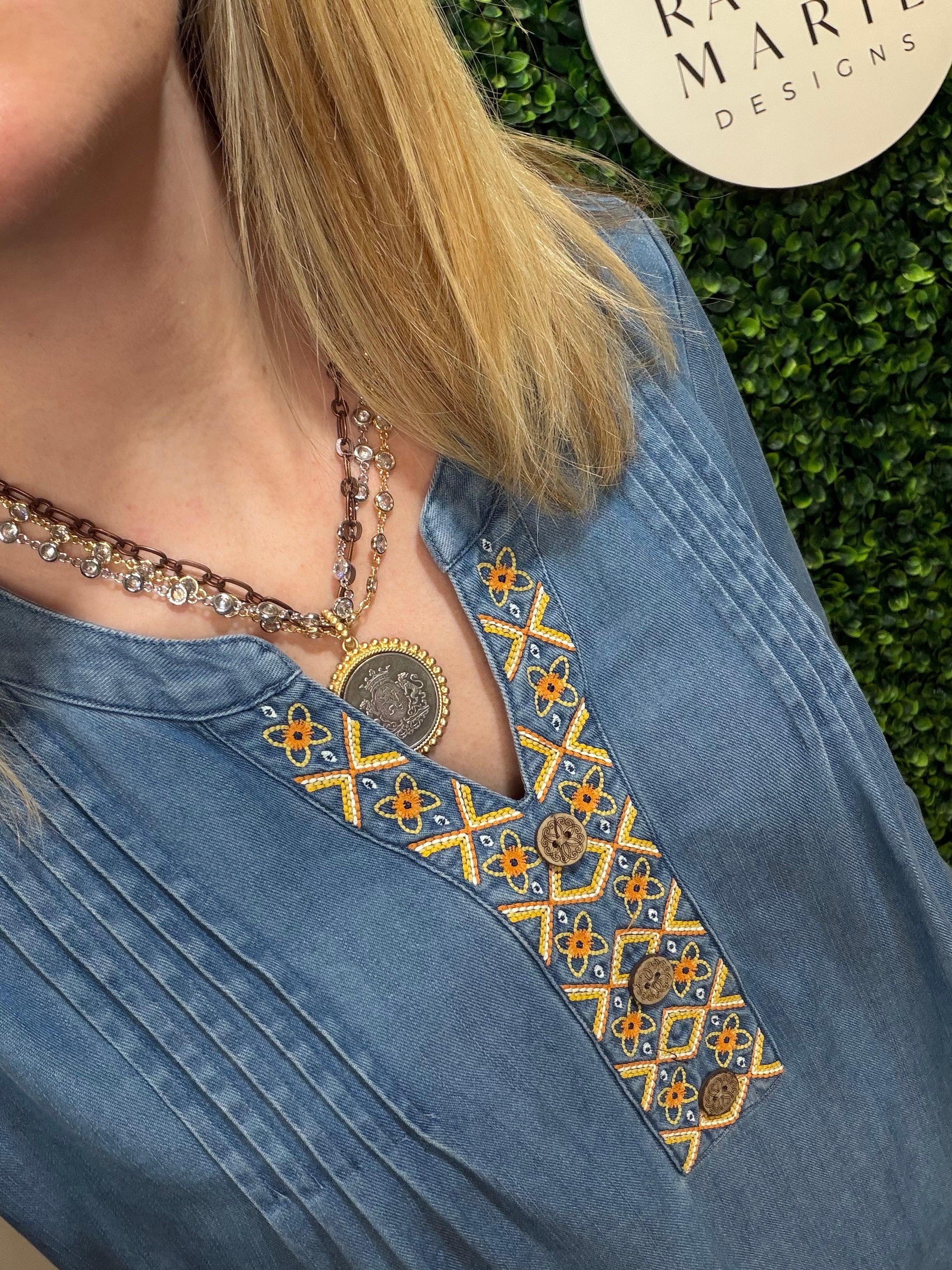 MIXED METAL COIN NECKLACE