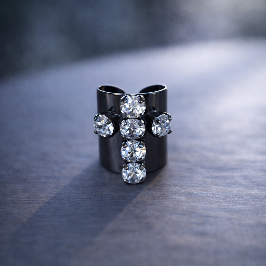 ADRIANNA JET METALLIC RING