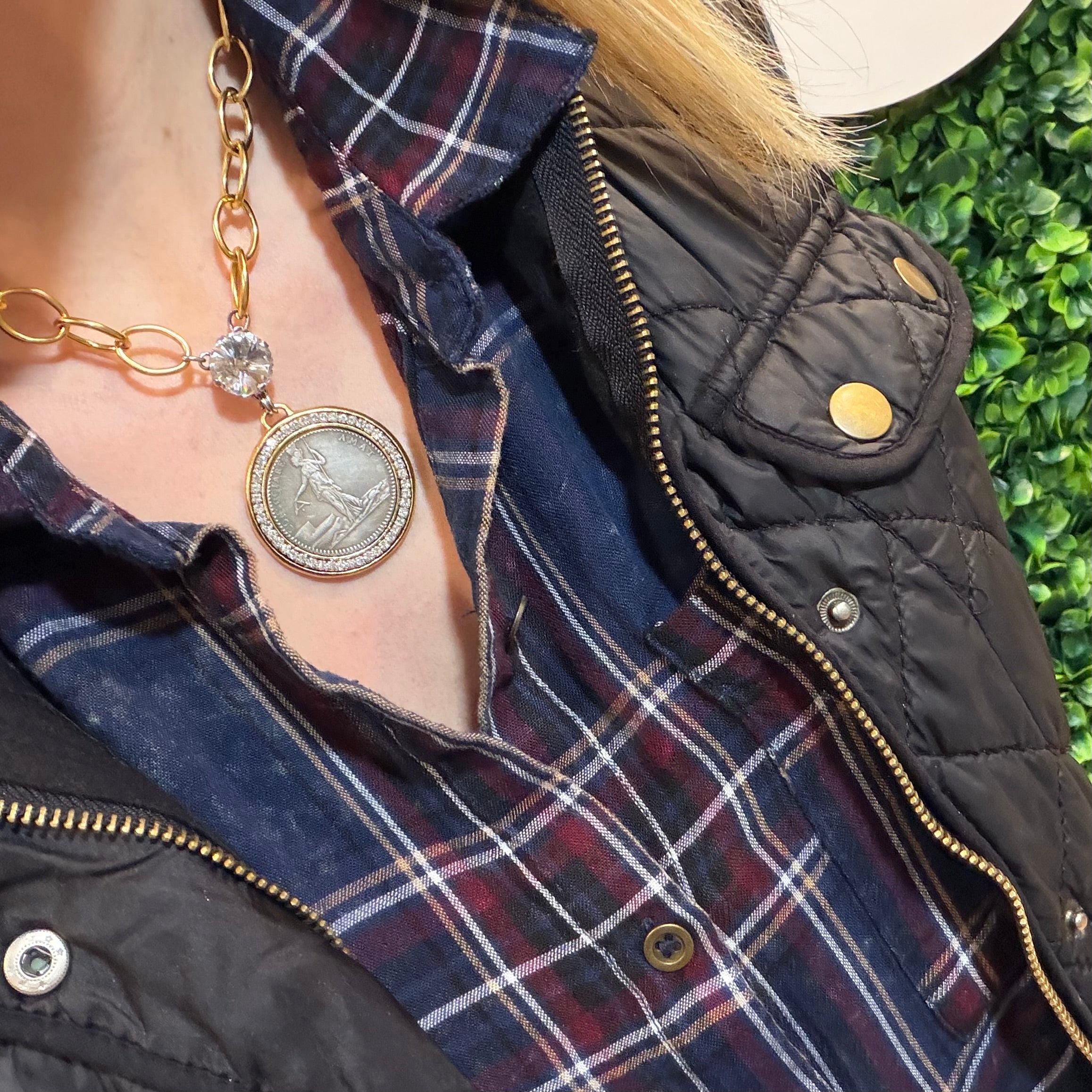 MIXED MEDIA COIN NECKLACE