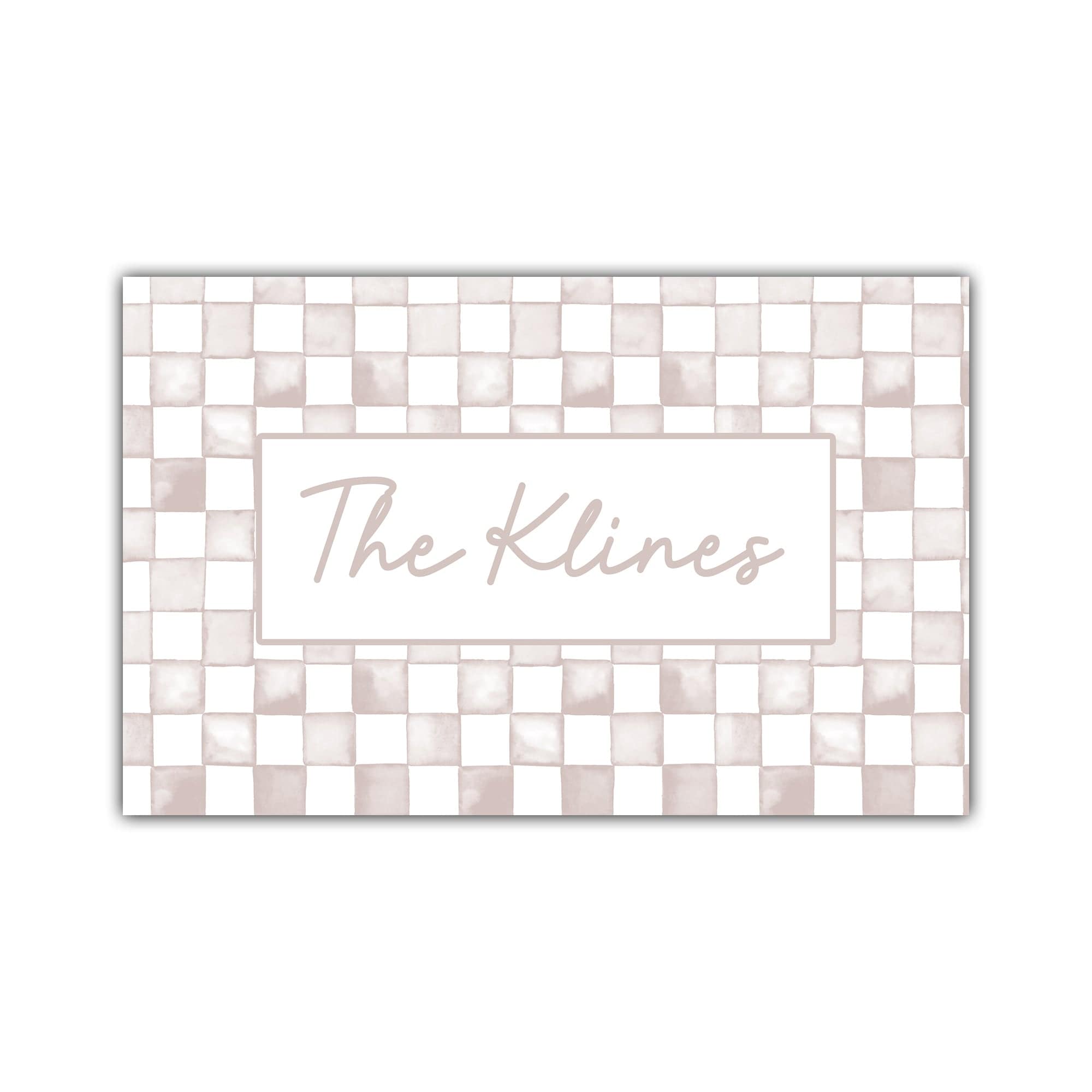 Watercolor Check Print Personalized Door Mat