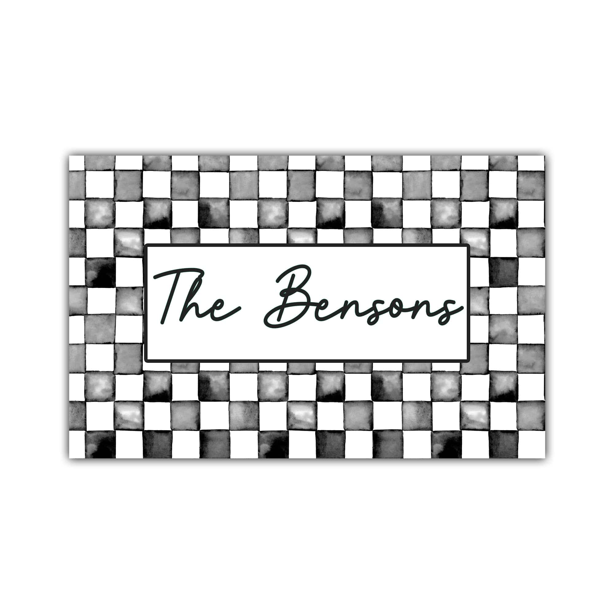 Watercolor Check Print Personalized Door Mat