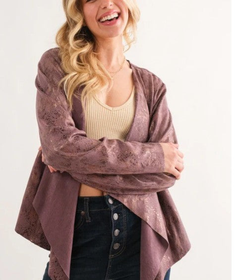 MAUVE MAGIC PYTHON CARDIGAN