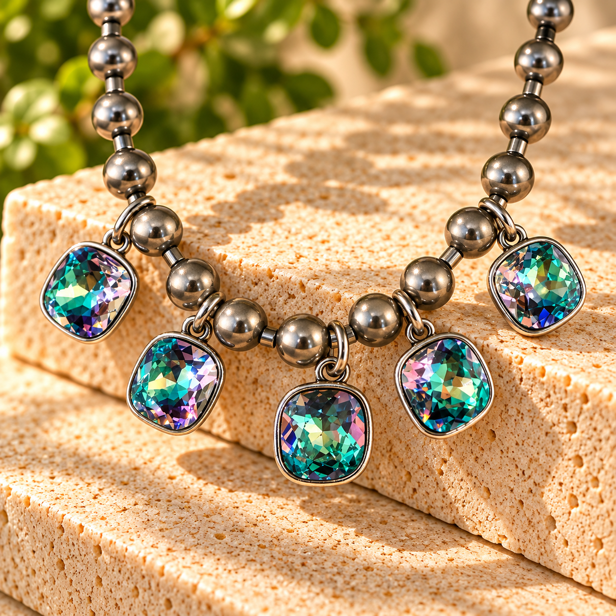 SQUARED AWAY VITRAIL LIGHT NECKLACE 18"