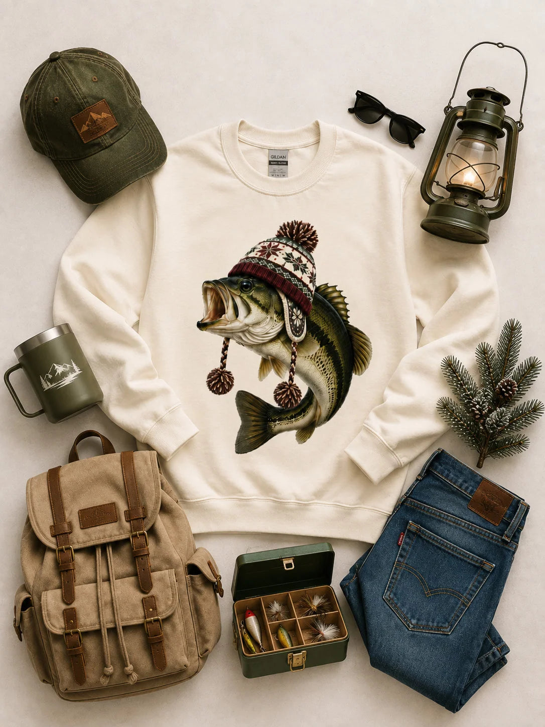 Pre-order Fish Rhinestone Hat Sweatshirt 3 weeks shipping