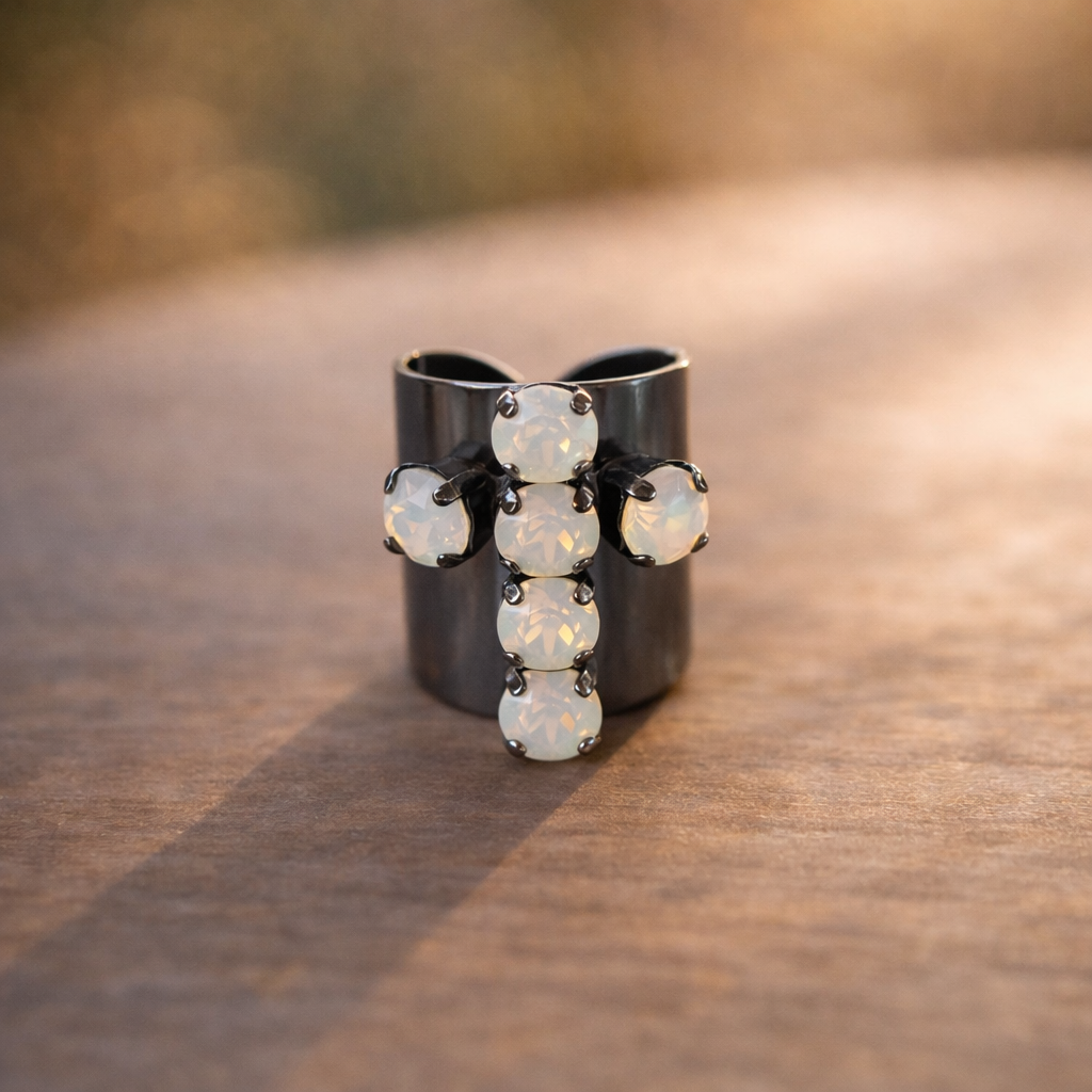 ADRIANNA JET METALLIC RING