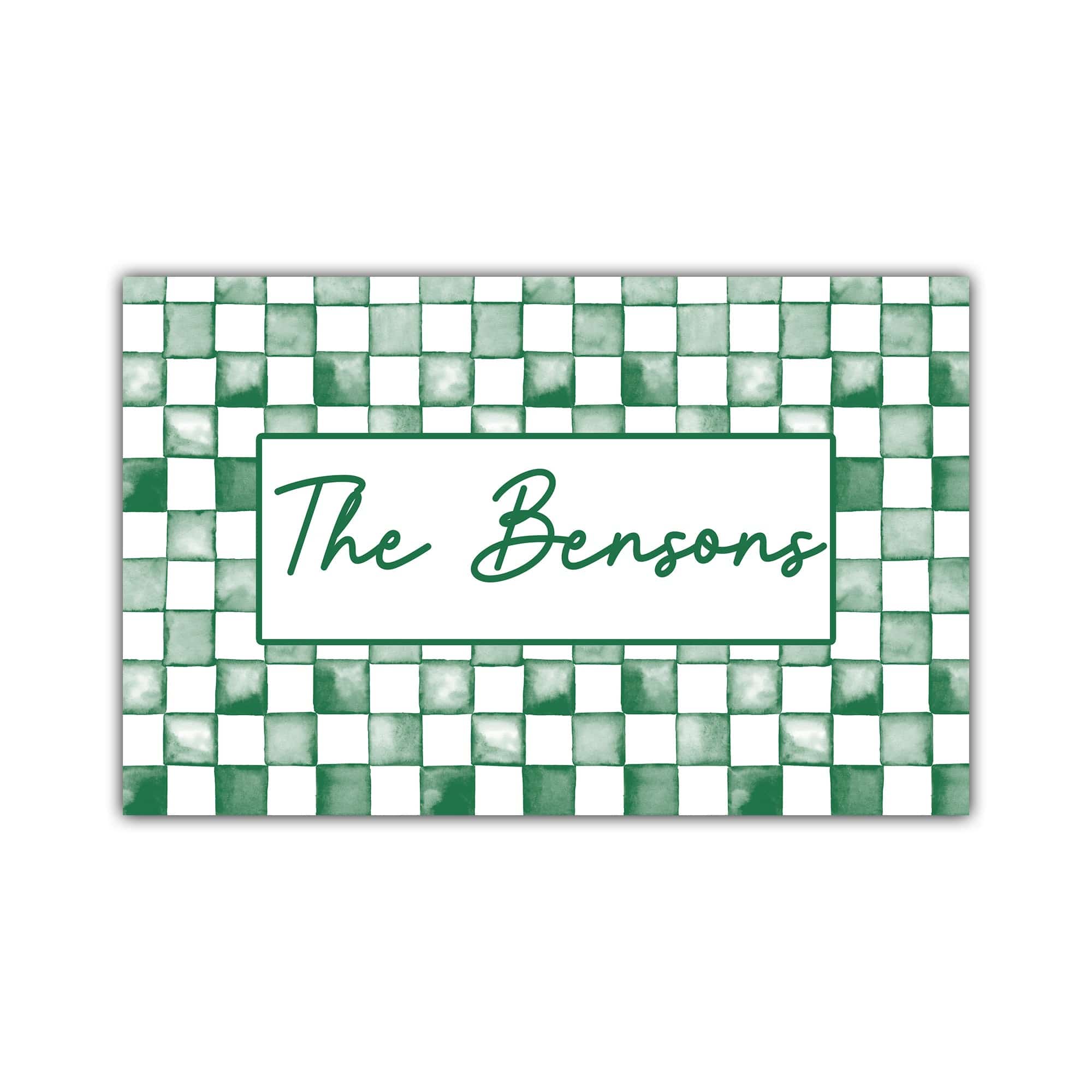 Watercolor Check Print Personalized Door Mat