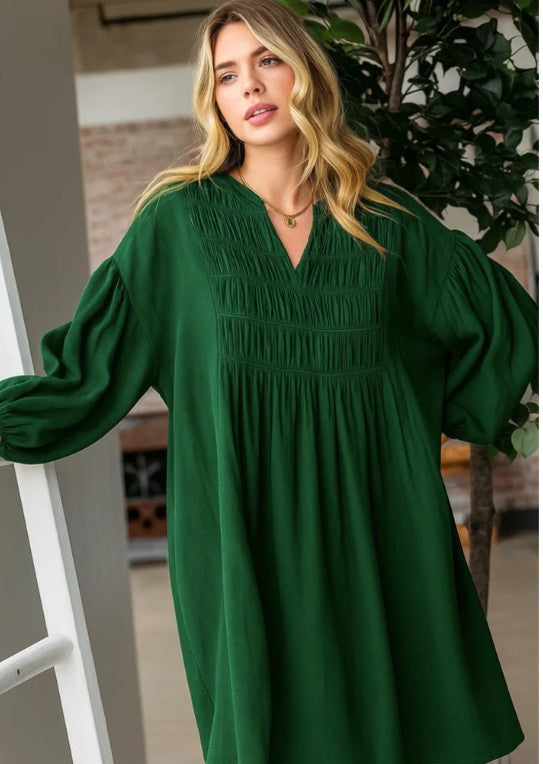 SMOCKED TUNIC DRESS