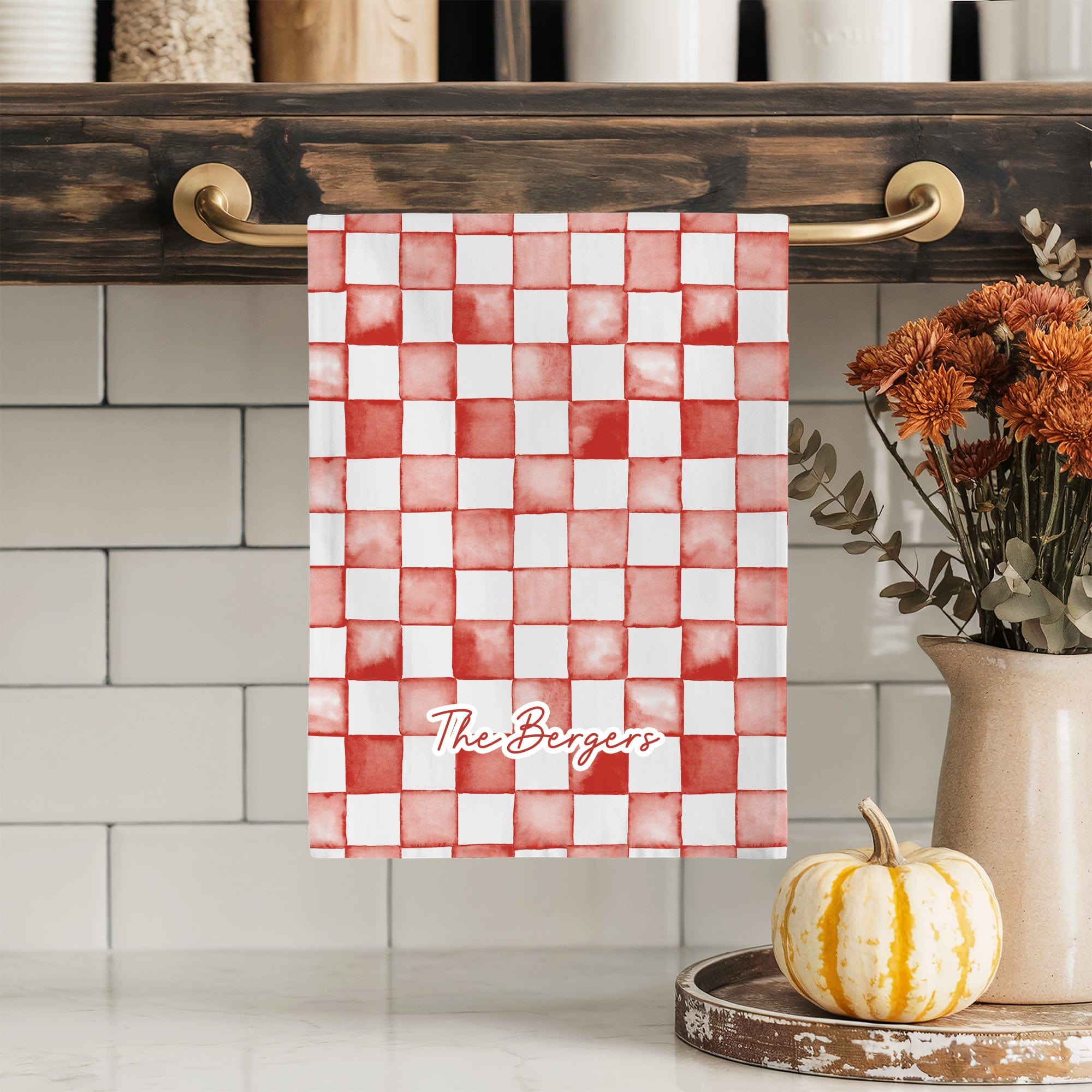 Watercolor Checkered Print Tea Towels