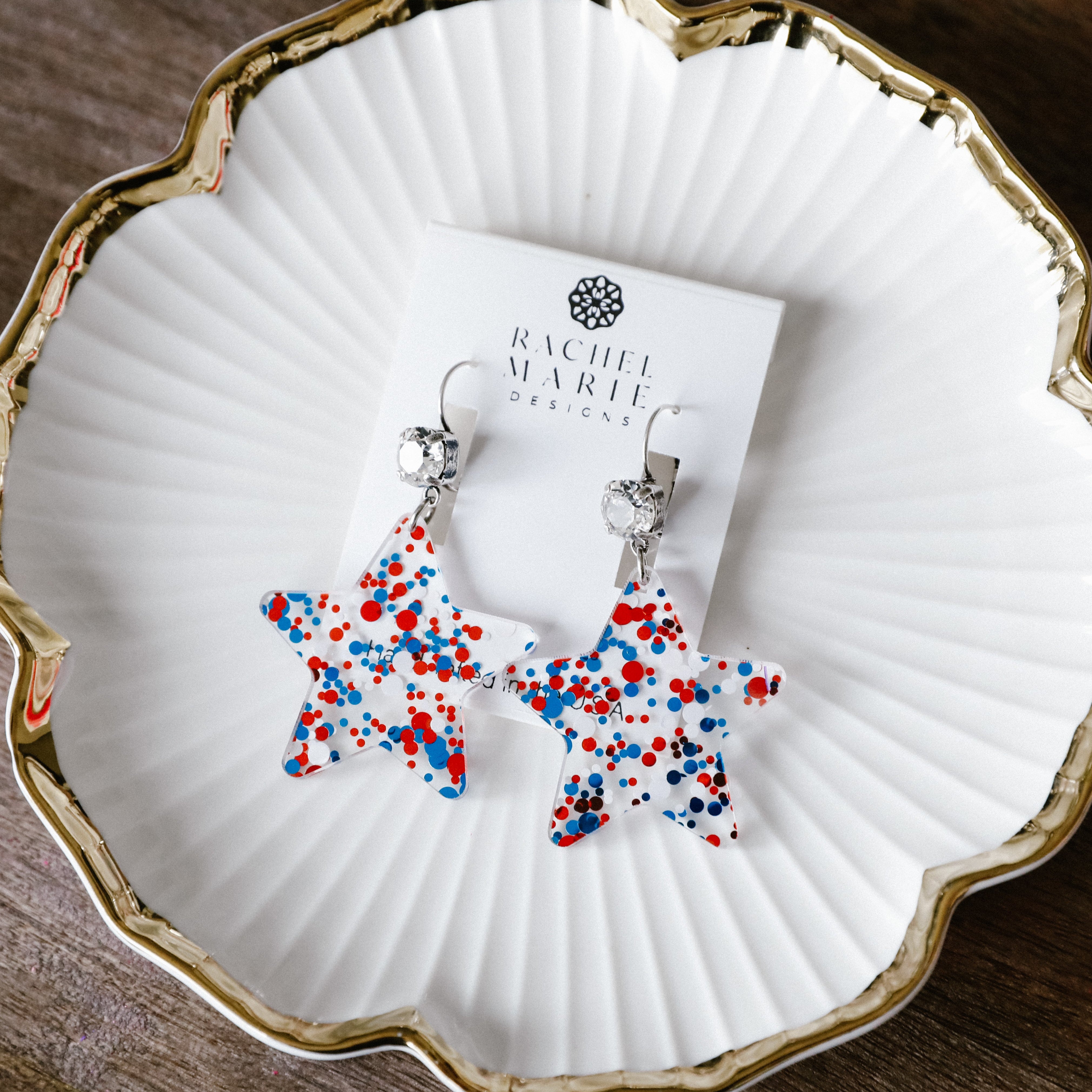 RED WHITE AND BOOM EARRING