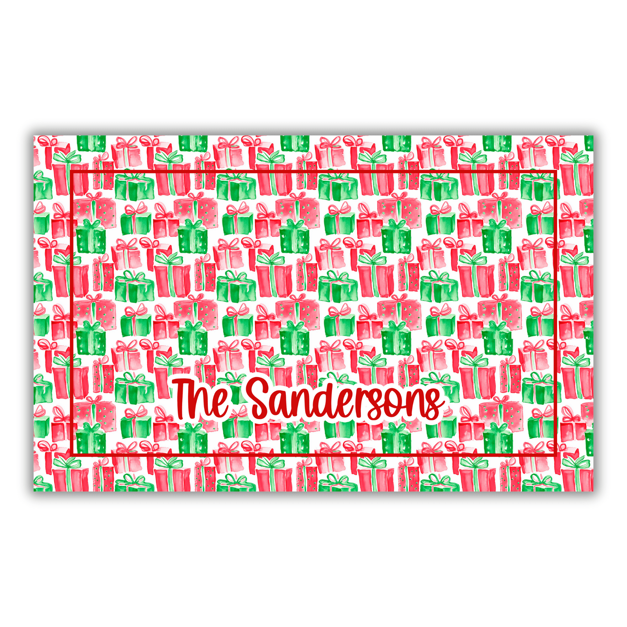Red and Green Christmas Gifts Personalized Door Mat