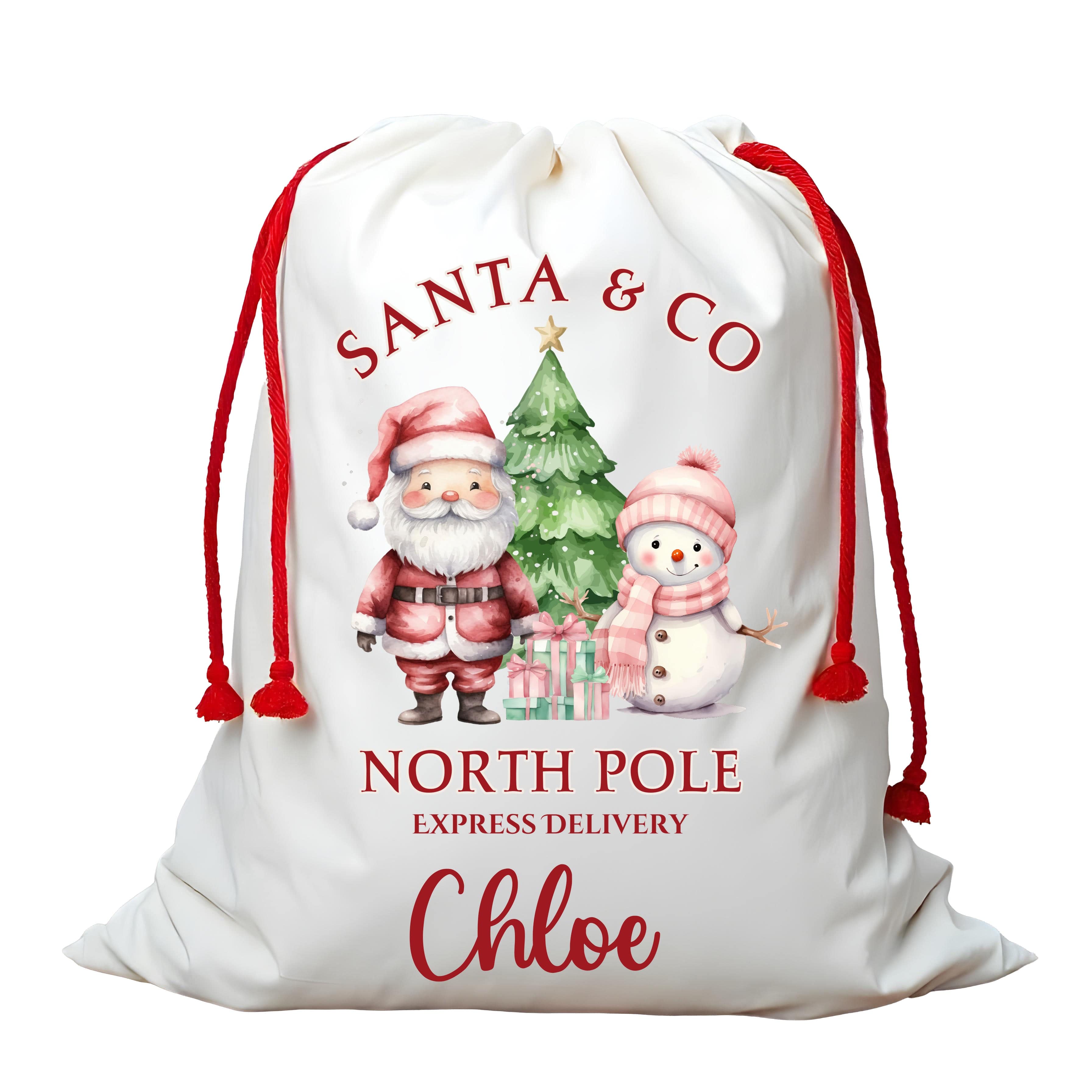 Santa & Snowman Friends Christmas Sack