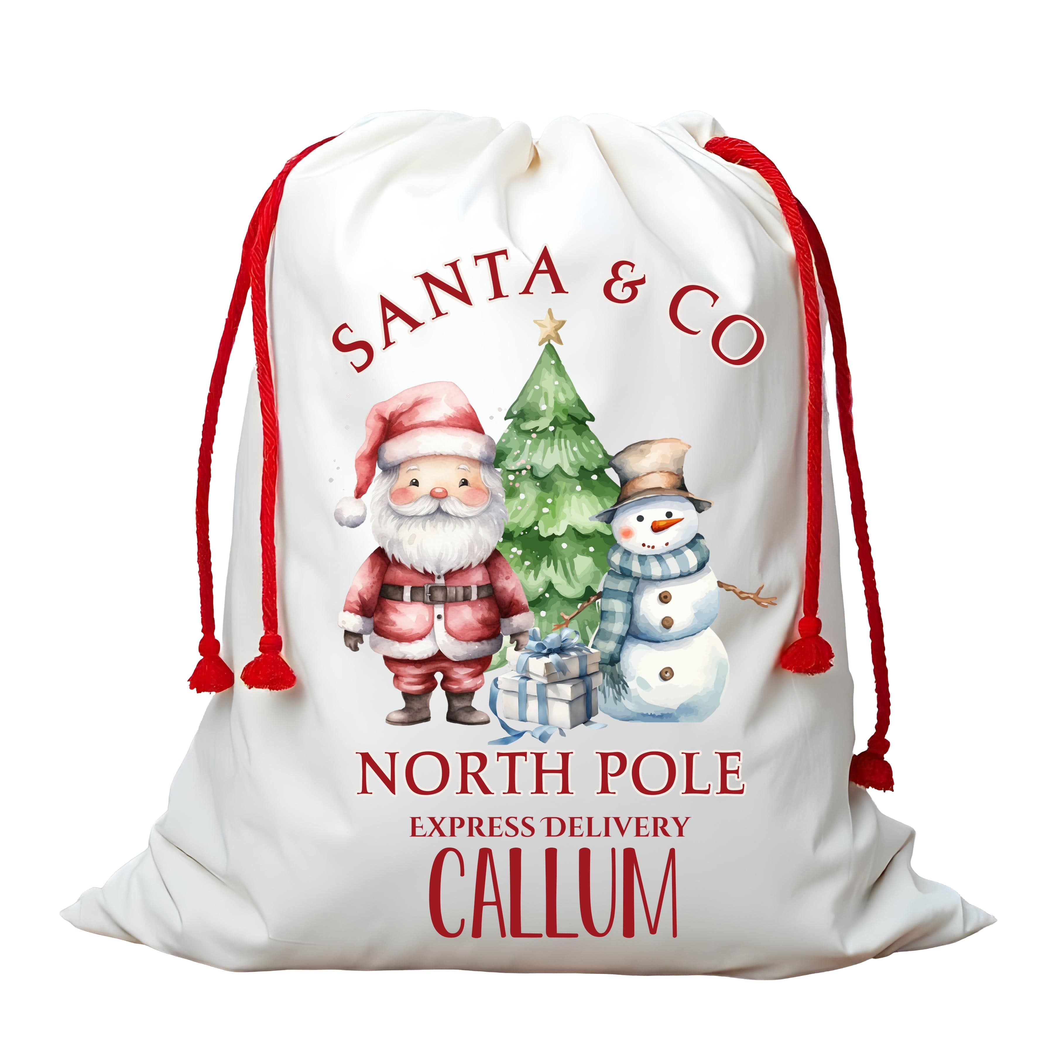 Santa & Snowman Friends Christmas Sack