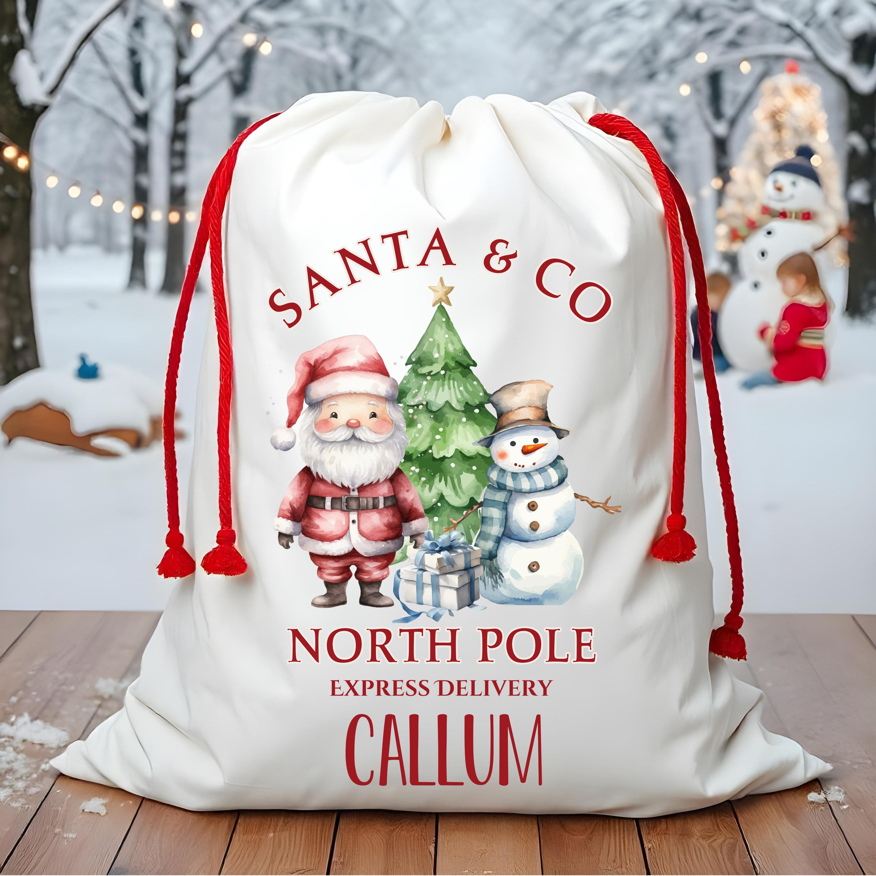 Santa & Snowman Friends Christmas Sack