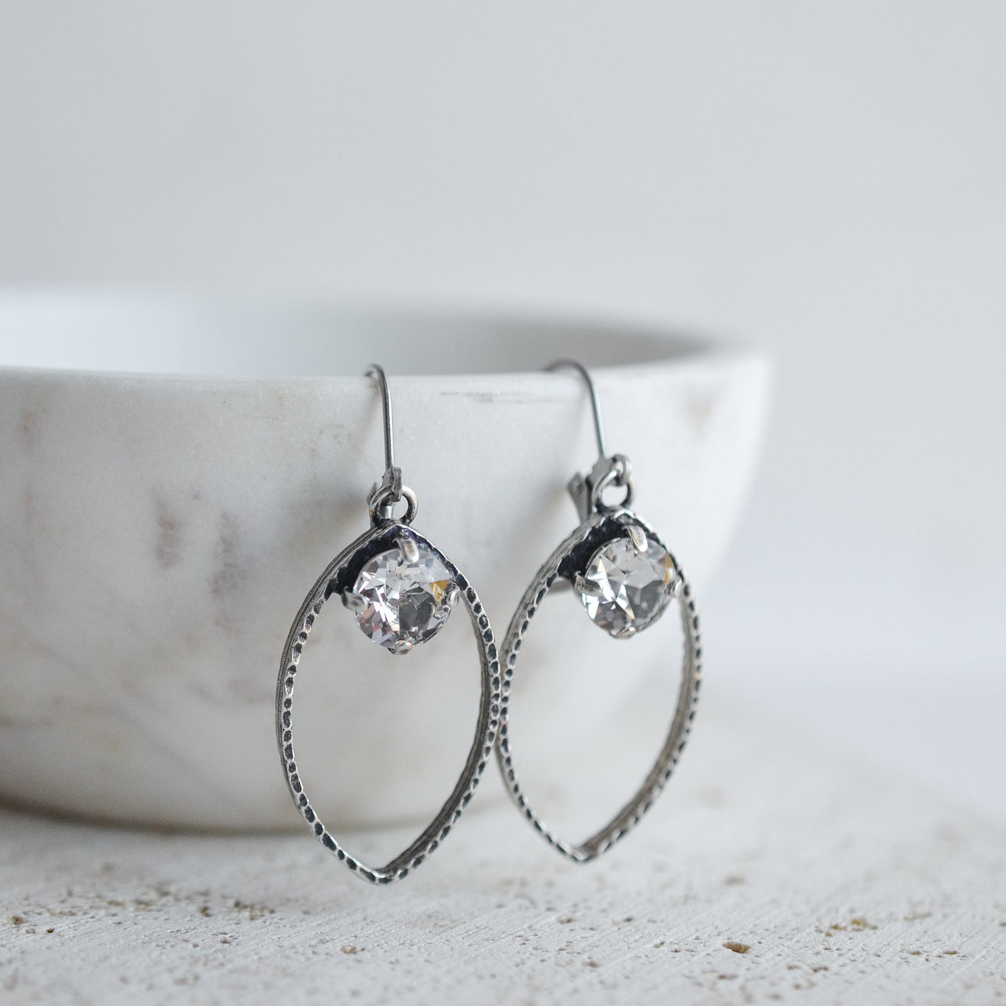 LANA ETCHED METAL CRYSTAL ELEMENT EARRING